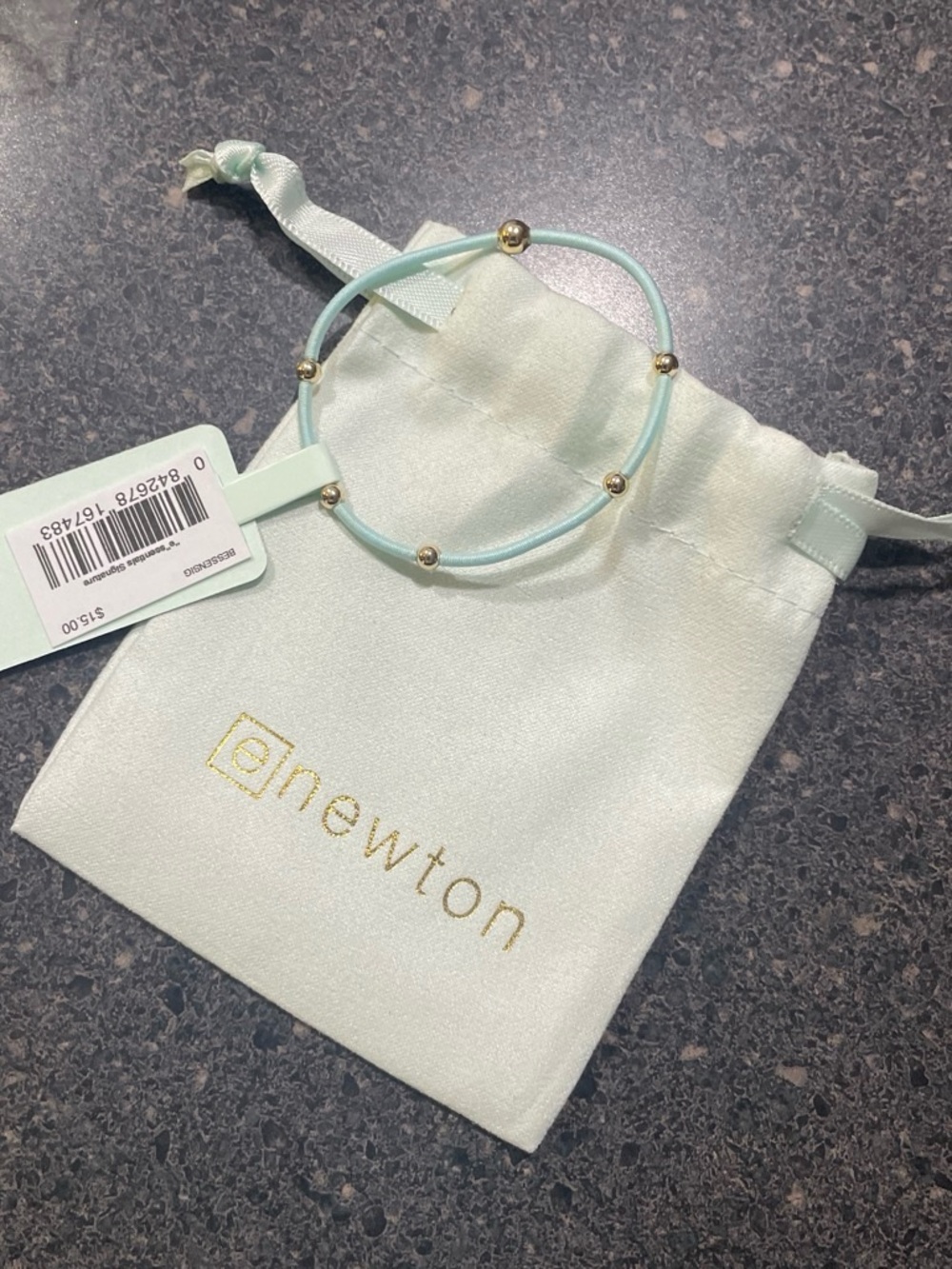 ENewton Mint Beaded Elastic Bracelet Bag Charm